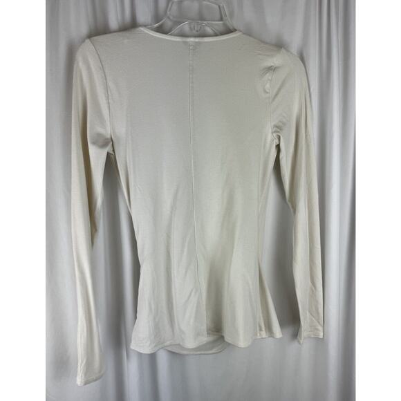 Ann Taylor Crossover V-neck Ruching Long Sleeves Blouse, Ivory Sz: XS, 57-18 - Picture 7 of 16